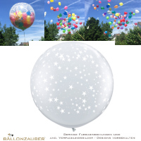 Luftgefllter Explosionsballon mit ca. 60 luftgefllten Dekoballons 90cm = 36inch Umf. 245cm