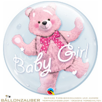 Folienballon Double Bubble Baby Bear Rosa Transparent 60cm = 24inch
