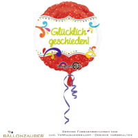 Folienballon Rund Glcklich geschieden bunt metallic 45cm = 18inch Ballon
