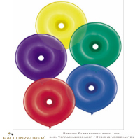 Latexballon Rund mit Loch Geo Donut bunt 40cm = 16inch Umf. 120cm